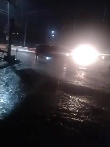 Heavy rain creates wet street conditions in Uyo, Nigeria