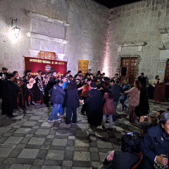 Traditional music and dance event held in Arequipa courtyard
