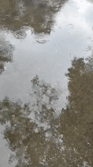 Child rides scooter through rainy morning streets in Perm