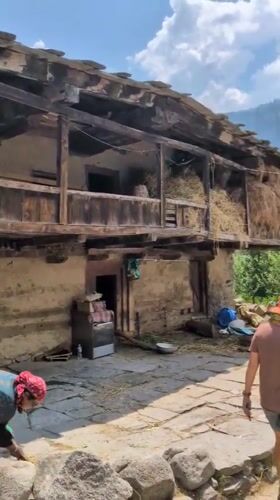 Rural village life documented in Burwa, India morning scenes