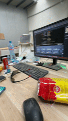 Cluttered office workspace captured in Dunavtsi, Bulgaria