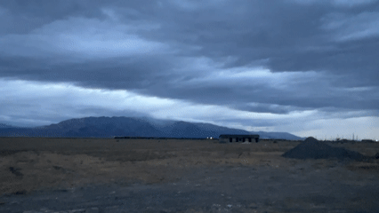 Stormy night over Kazakhstan's flat steppe near Ақши