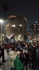 Nighttime protest with Palestinian flags draws crowds in Santiago