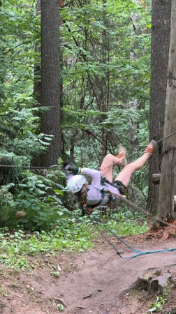 Zip-lining and rappelling through the woods in Chaikovsky
