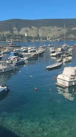 Morning scenes captured in Herceg Novi harbor and pool