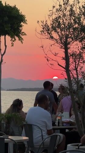 Golden hour sunset over Fethiye's mountains and waterfront