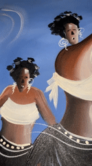 Art featuring stylized women observed in Kurunduma, Nigeria