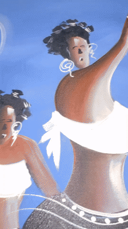 Art featuring stylized women observed in Kurunduma, Nigeria