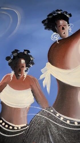 Art featuring stylized women observed in Kurunduma, Nigeria