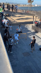 Casual ball game draws crowd in Barcelona square