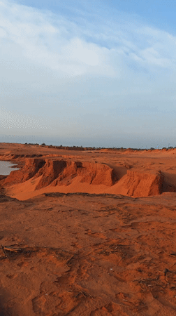 Desert landscape with eroded terrain documented in Mui Ne