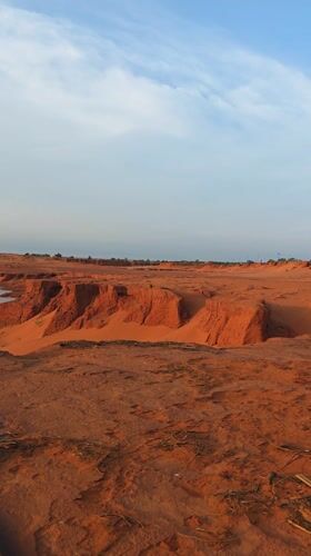 Desert landscape with eroded terrain documented in Mui Ne