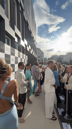 Red carpet event held outside modern Oslo building