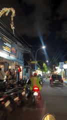 Kuta nighttime traffic jam, with a possible injury on scene