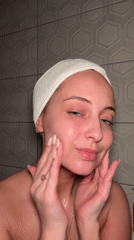 Woman with towel headband observed in Chaikovsky, Russia