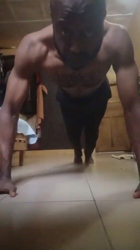 Man performs morning push-up routine in northern Nigeria