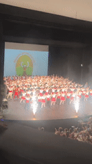 Children perform traditional folk dances in Pazardzhik, Bulgaria
