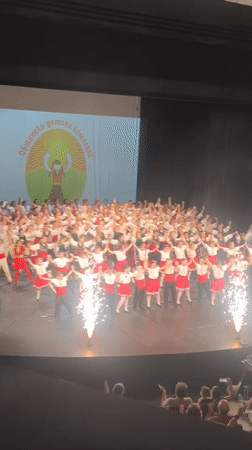 Children perform traditional folk dances in Pazardzhik, Bulgaria
