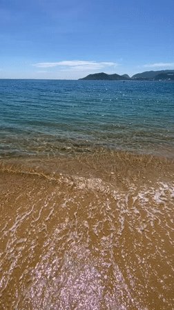 Nha Trang beach and coastal park on a clear summer morning