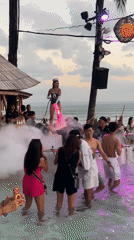 Bali beach club pool party in full swing