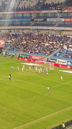 Soccer match draws fans to Samara Arena in Russia