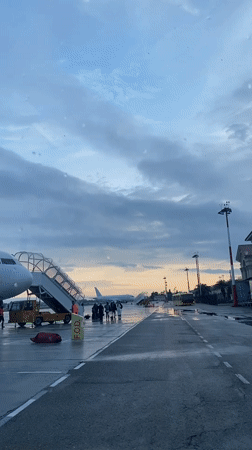 Rainy afternoon observed across Sochi airport and streets