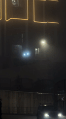 Foggy night scenes captured across Sochi during rainy evening