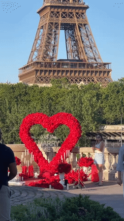 Marriage proposal setup draws attention near the Eiffel Tower