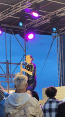 Saxophonist performs evening outdoor concert in Burgas, Bulgaria