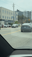 Toronto street scene captured from moving vehicle
