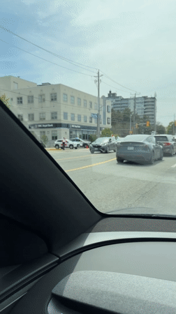 Toronto street scene captured from moving vehicle