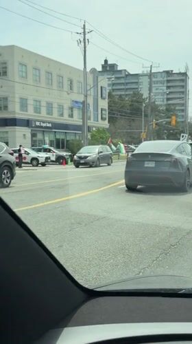 Toronto street scene captured from moving vehicle