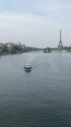 Boat on the Seine with Eiffel Tower on Bastille Day