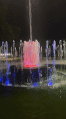 Illuminated fountain display with fireworks draws witnesses in Pleven