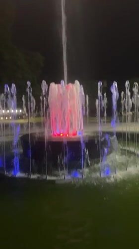 Illuminated fountain display with fireworks draws witnesses in Pleven