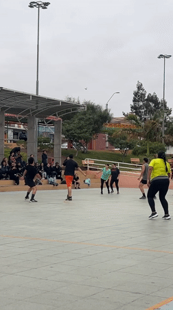 Community soccer game draws crowds to Arica sports court