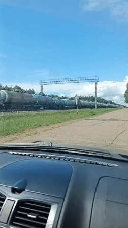 Tanker train carrying fuel observed in Kauchuk Stantsiya, Russia
