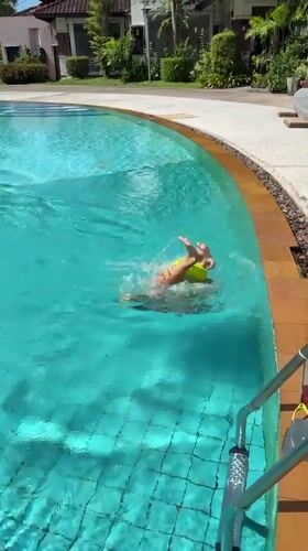 Early morning resort activities in tropical Chalong Thailand