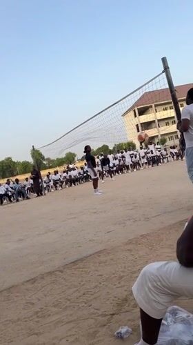 Volleyball match played on dirt court in Maiduguri