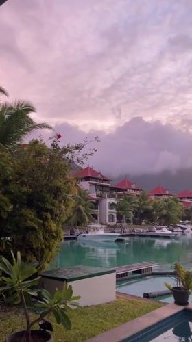 Sunset over Eden Island Marina, Victoria, Seychelles