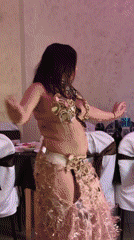 Belly dancer with wings performs at Neftekamsk restaurant gathering