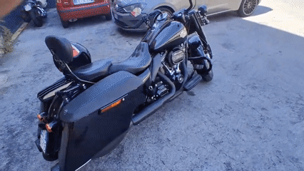 Black Harley-Davidson motorcycle observed in Savona industrial area