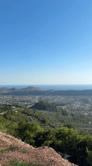 Clear skies, sunshine captured from mountain overlook in Montenegro