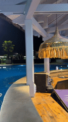 Evening poolside gathering observed in Blagoevgrad, Bulgaria