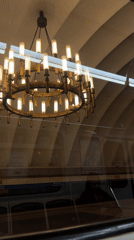 Subway passenger films ornate chandelier at Saint Petersburg station