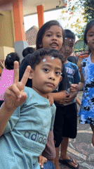 Children participate in morning activities in Kediri, Indonesia