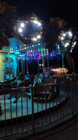 Nighttime amusement park activity captured in Hrodna Belarus