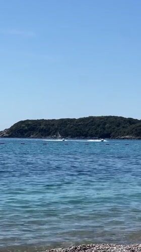 Peaceful morning beach scenes documented at Prijevor, Montenegro coastline