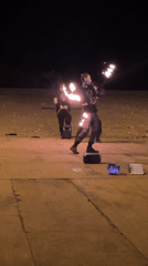 Fire spinning performance staged in Batumi, Georgia