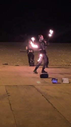 Fire spinning performance staged in Batumi, Georgia